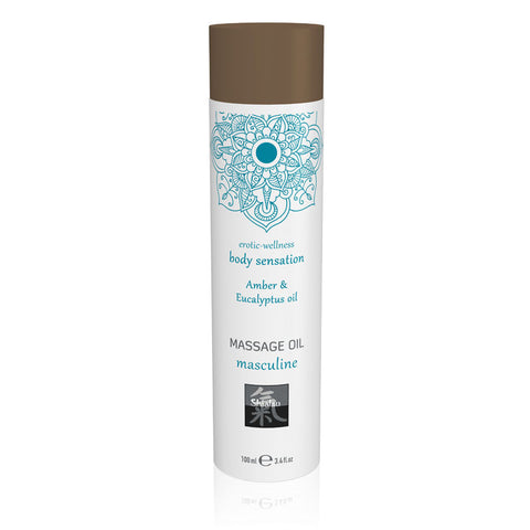 Hot Production SHIATSU Masculine Amber & Eucalyptus Scented Massage Oil 100ml - Massage Oils and Lubricants