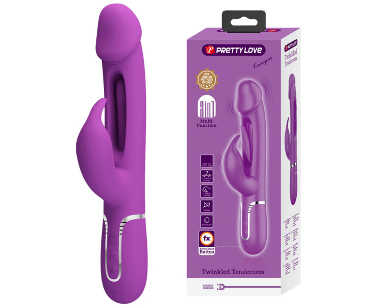 Pretty Love Kampas 3 in1 Multi Function Rechargeable Rabbit Vibrator Rabbit Vibrators