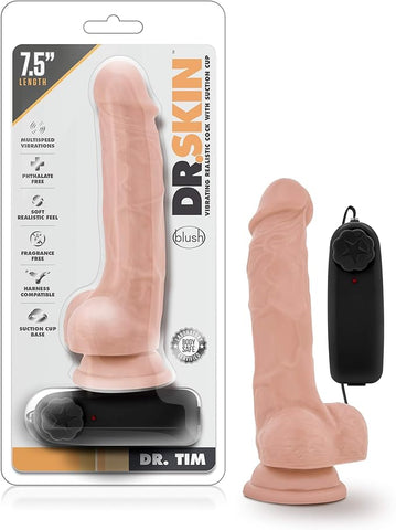 Dr Skin Dr Tim Vibrating Cock with Suction Cup Vanilla 7.5 Inch - Vibrating Dildos