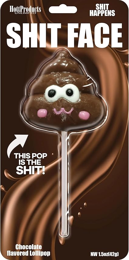Hott Products Shit Face Chocolate Flavour Lollipop - Party Gifts and Novelties