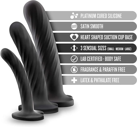 Temptasia Twist Silicone Dildo Kit Set of Three - Realistic Dildos