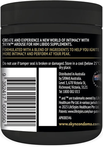 SKYN Arouse For Him Libido Supplements 60 Tablets - Delay and Excite Sprays