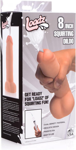 Loadz 8 inch Realistic Squirting Dildo with Syringe - Realistic Dildos