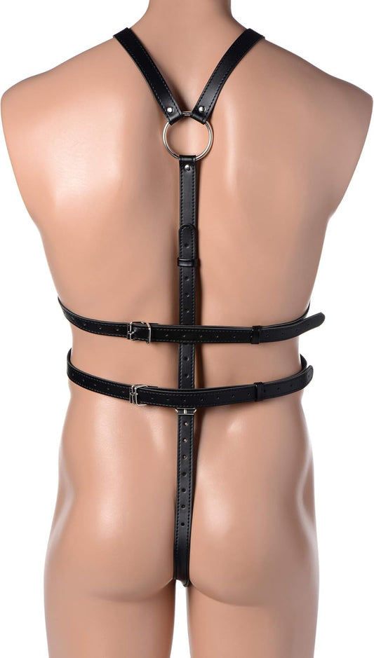 Strict Male Full Body Bondage Play Harness - Cuffs And Restraints