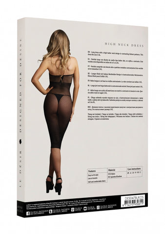 Le Desir High Neck Womenks Sexy Dress Black - Body Stockings