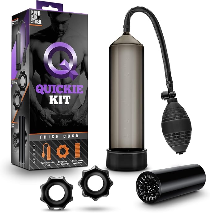 Quickie Kit Thick Cock Penis Pump Set Black Penis Pumps And Stretchers