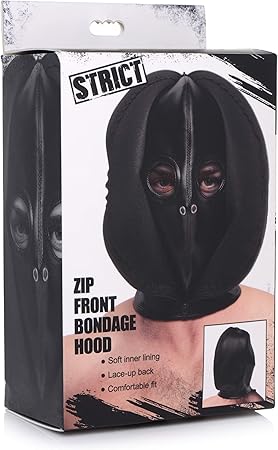 Strict Zip Front Bondage Hood Black Bondage Hoods