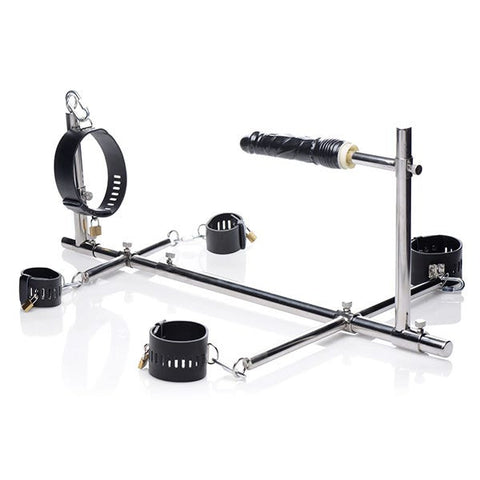 Master Series Imprisoned Metal Stockade With Dildo - Sex Furniture