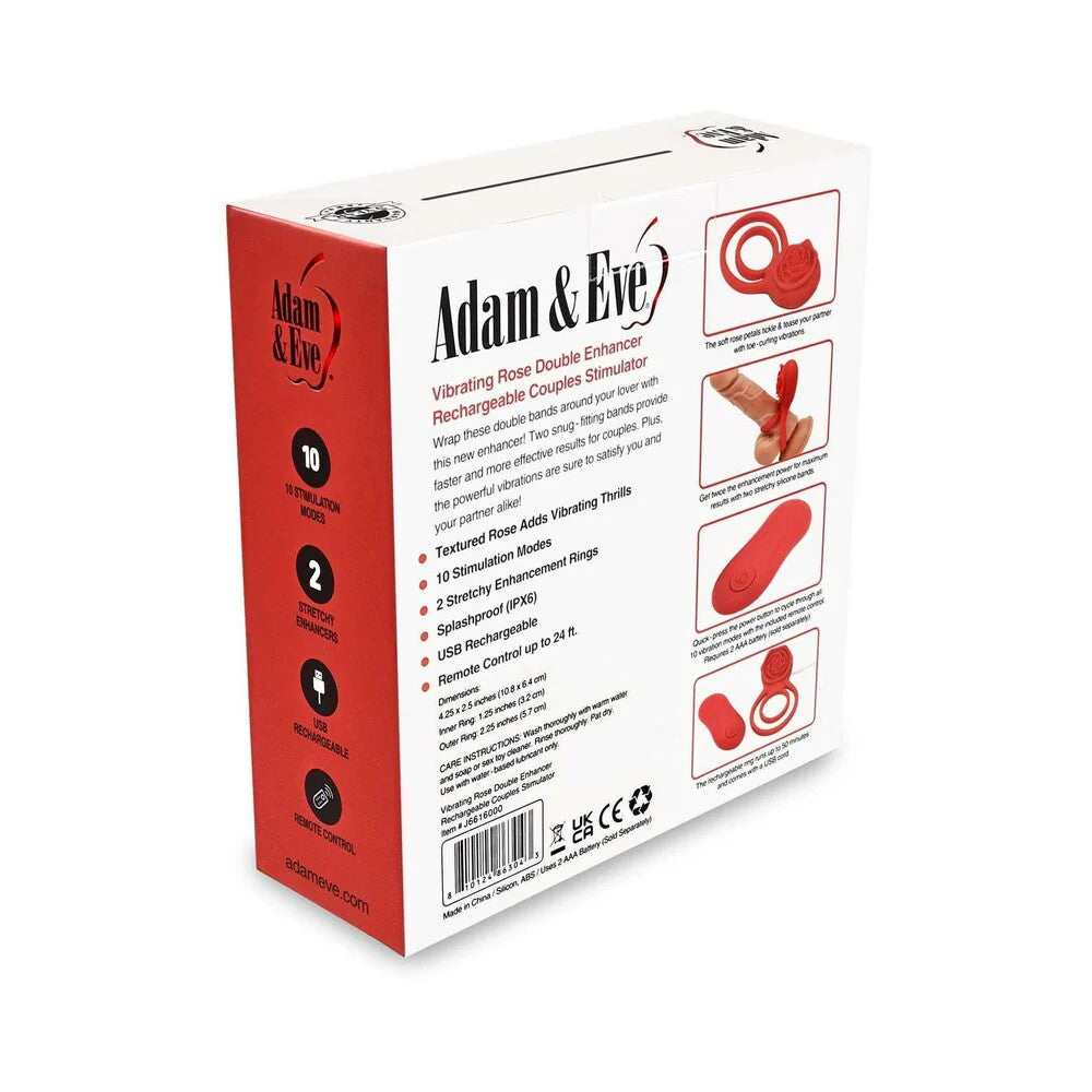 Adam & Eve Double Ring Vibrating Rose Cock Ring Vibrating Cock Rings