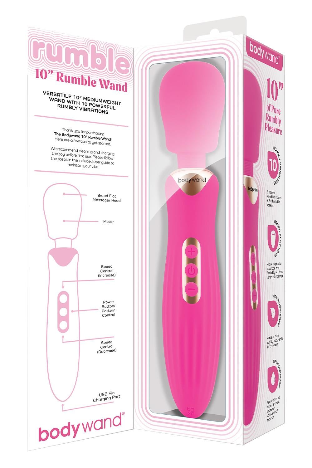 Xgen Bodywand RUMBLE Rechargeable Personal Massager Hot Pink Body Wands