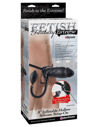 FFE 8 Inch Inflatable Hollow Silicone Strap-On Dildo - Strap On Sextoys