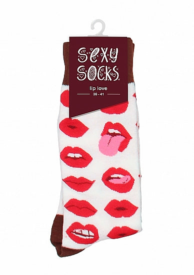 Shots Toys Lip Love Print Premium Sexy Socks - Party Gifts and Novelties