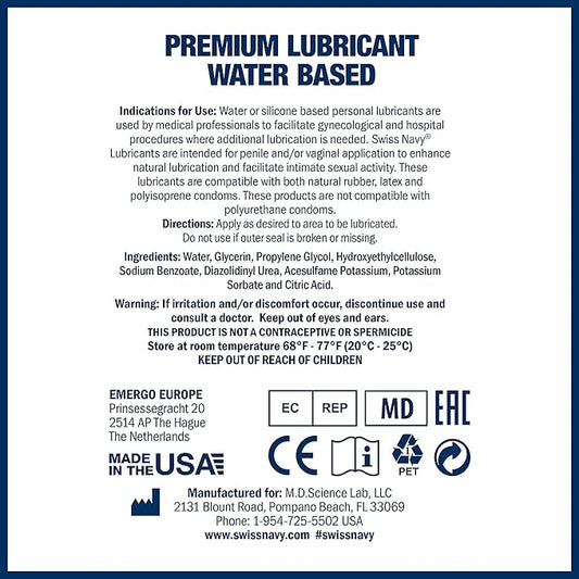 Swiss Navy Water Based Adult Lubricant 3.8L Water Based Lubes