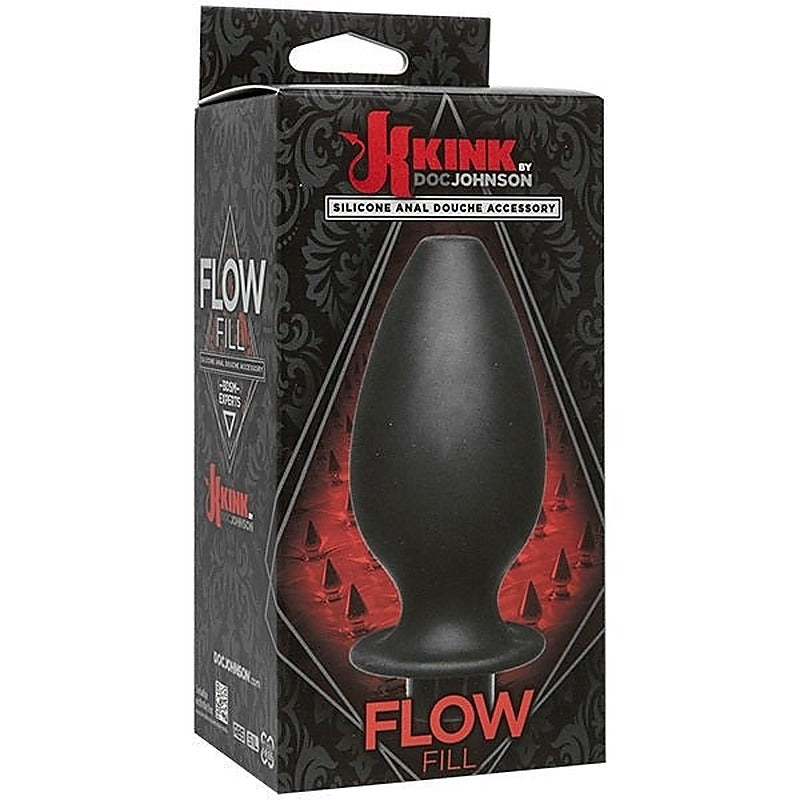Kink Flow Fill Silicone Anal Douche Accessory Black - Enemas and Douches