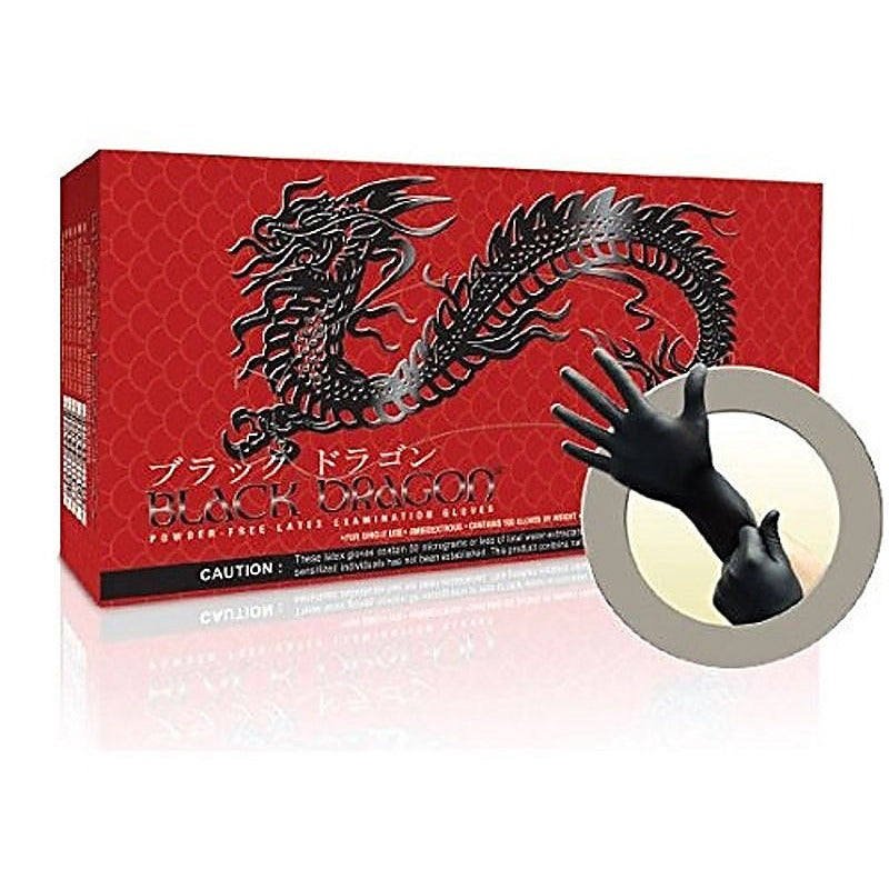 Black Dragon Powder-Free Latex Examination Gloves by Ansell - Dental and Clinical