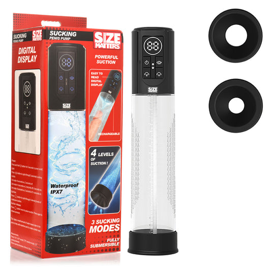 XR Brands Size Matters Sucking and USB Rechargeable Penis Pump Clear Penis Pumps And Stretchers