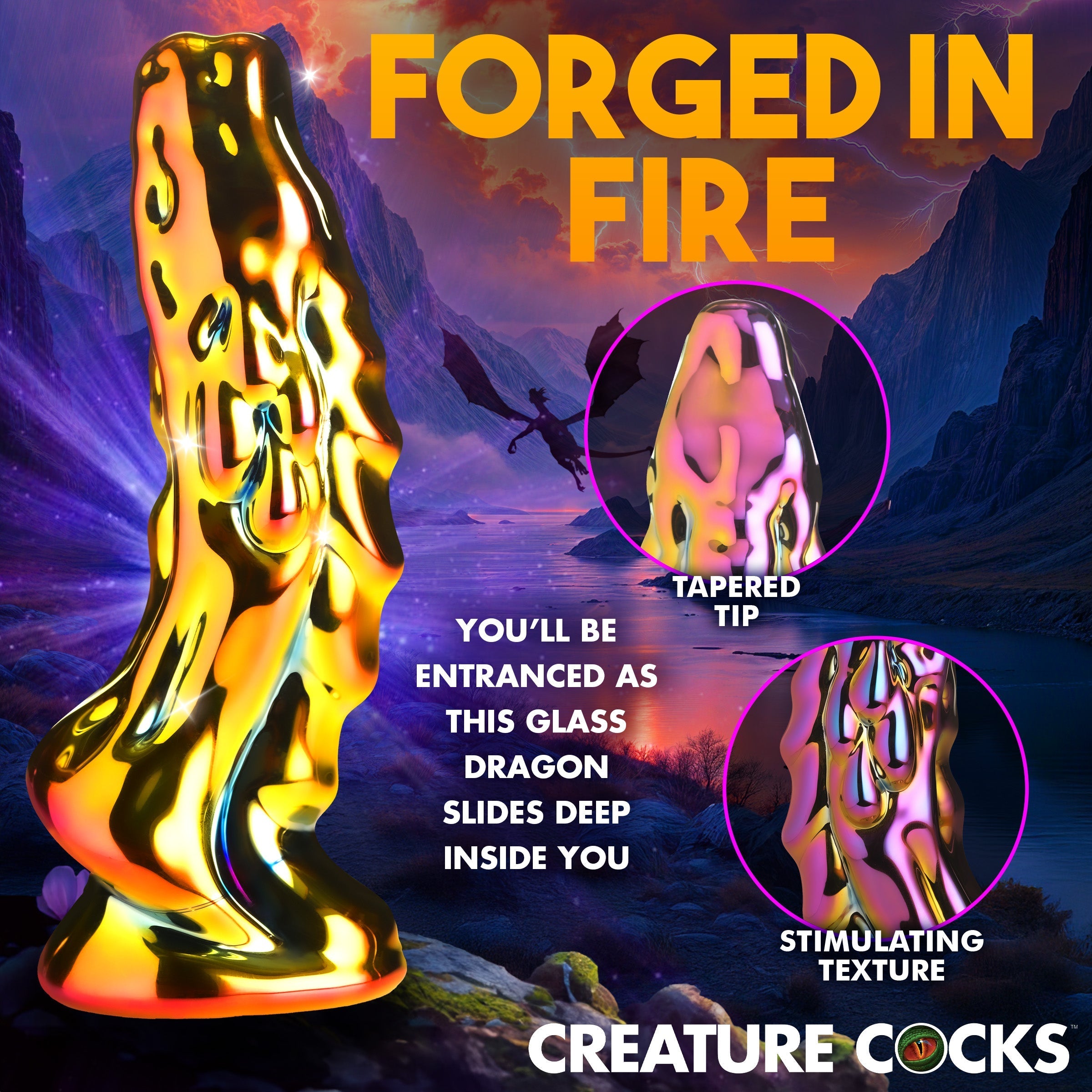 XR Brands Creature Cocks Dragon Glass Fantasy Dildo Realistic Dildos
