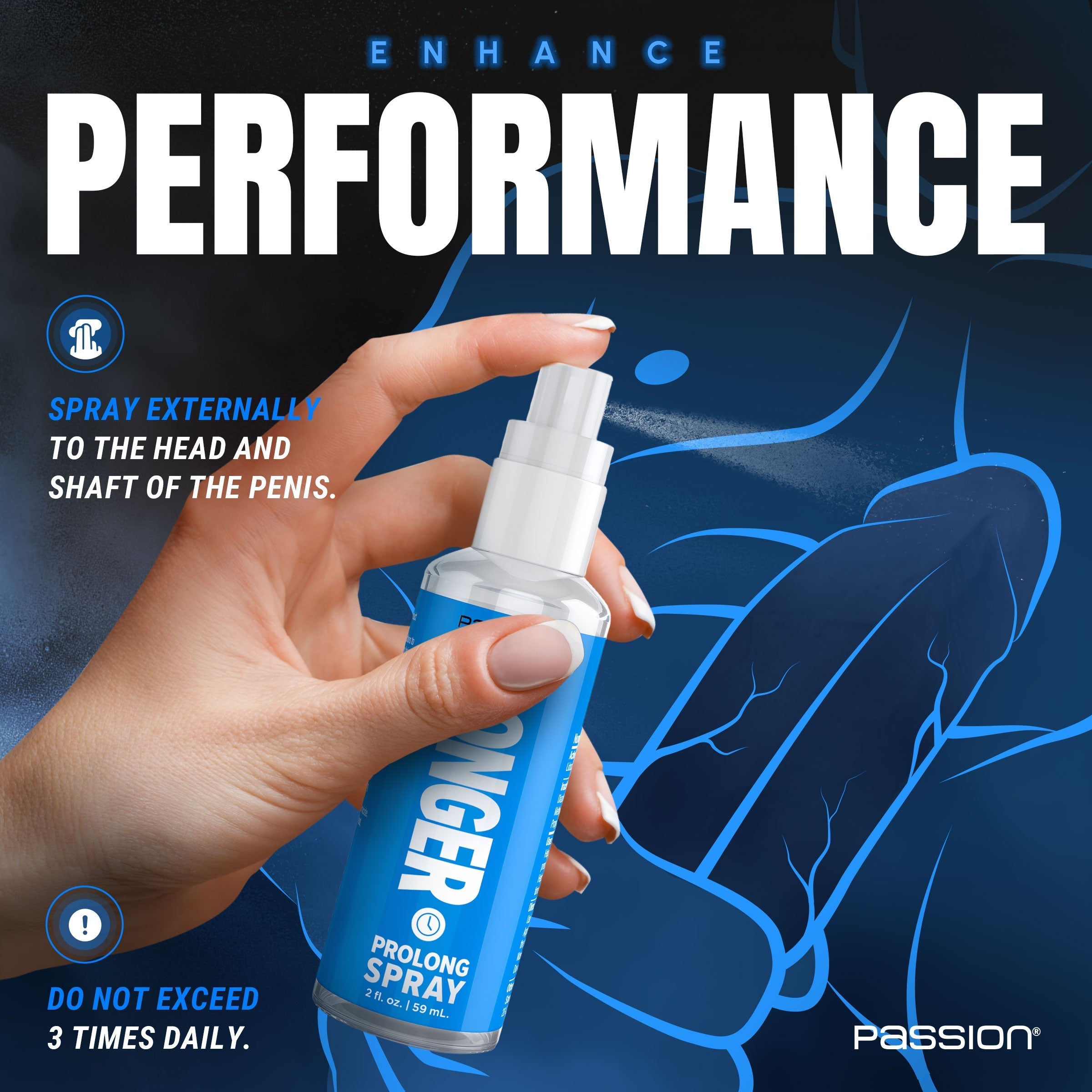 XR Brands Passion Last Longer Prolong Spray for Men 59 ml Delay and Excite Sprays