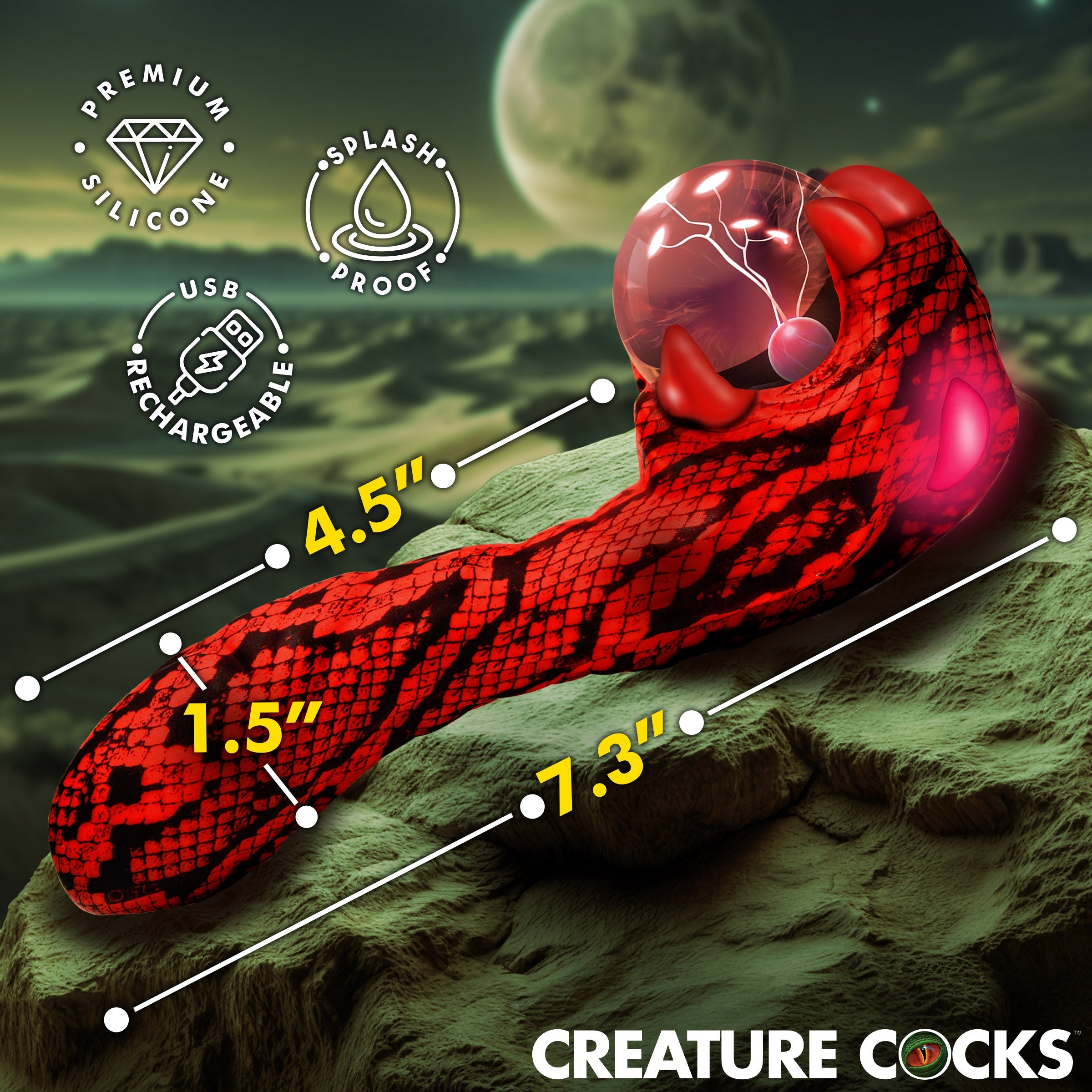 XR Brands Creature Cocks Cobra Rechargeable Fantasy Vibrator - Novelty Vibrators