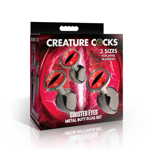 XR Brands Creature Cocks Sinister Eyes Metal Butt Plug Set - Butt Plugs