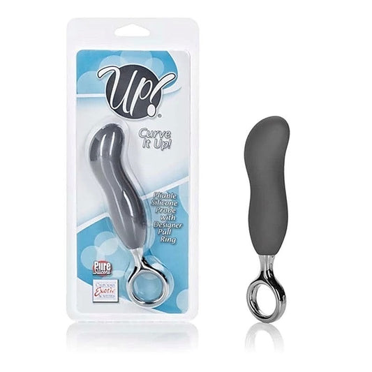 CalExotics Up! Curve It Up Silicone Prostate Toys Grey - Anal Dildos