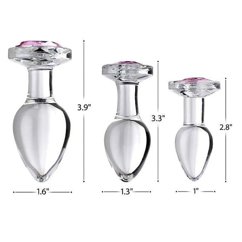 Radiant Indulgence - Crystal Clear Glass Anal Plug with Pink Gem Ends - Butt Plugs