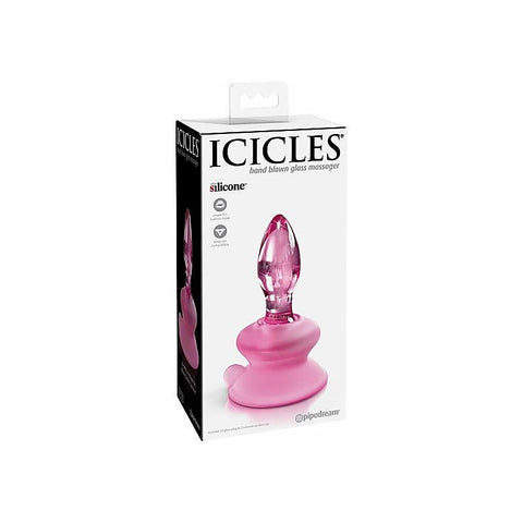 Icicles No 90 Suction Cup Base Glass Anal Plug - Glass Sex Toys