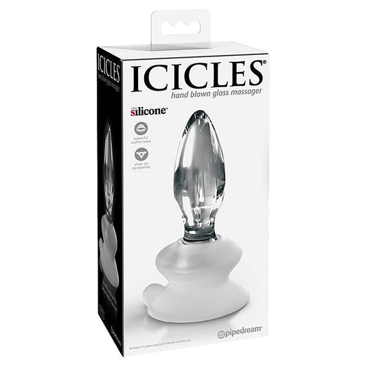 Pipedream Icicles No 91 Suction Cup Base Glass Butt Plug - Glass Sex Toys