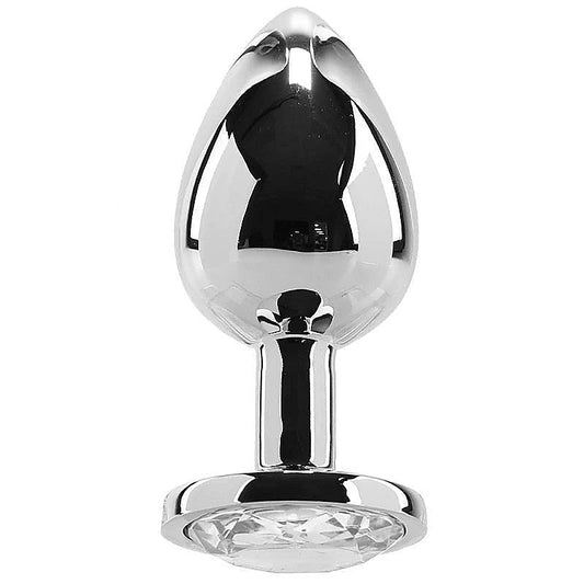 Smooth Aluminum Anal Ecstasy - Clear Gem Plug - Butt Plugs