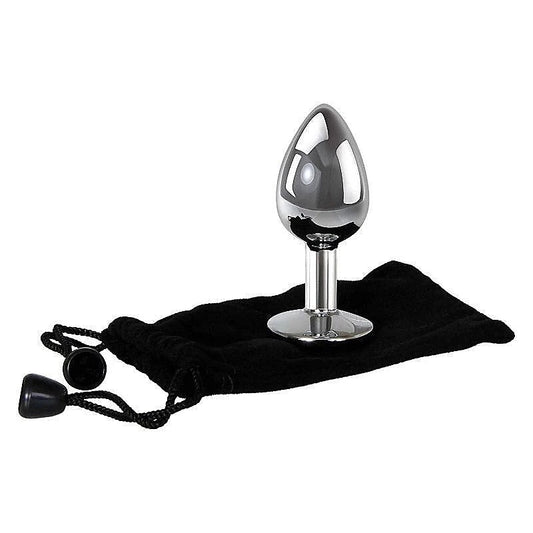 Smooth Aluminum Anal Ecstasy - Clear Gem Plug - Butt Plugs