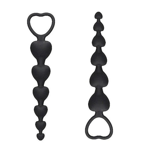 Ouch! Anal Heart Beads - Butt Plugs