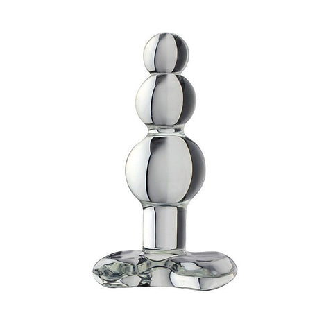 Blown Beaded Plug Clear - Glass Sex Toys