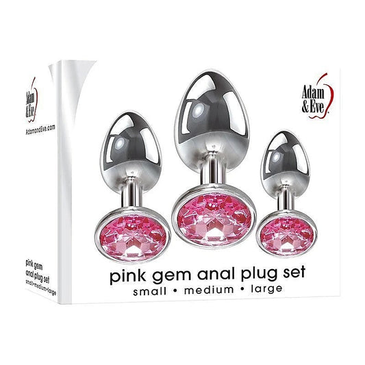 Adam & Eve Pink Gem Anal Training Plug Set - Butt Plugs