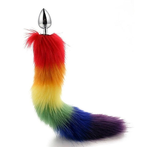 Colorful Fox Tail Steel Butt Plug Small - Butt Plugs