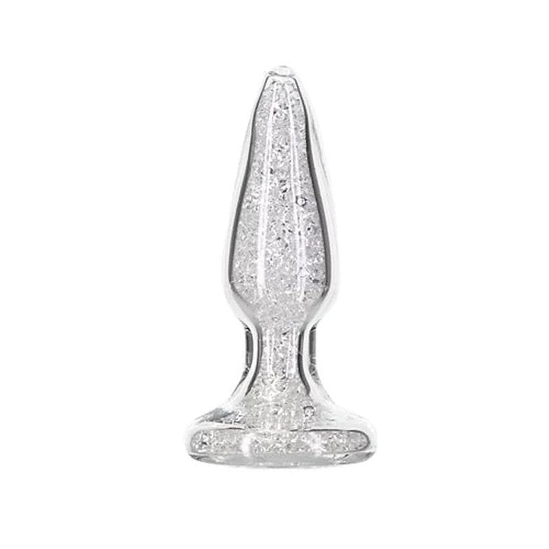 Pillow Talk Fancy Luxurious Glass Anal Plug w Clear Gem - Butt Plugs
