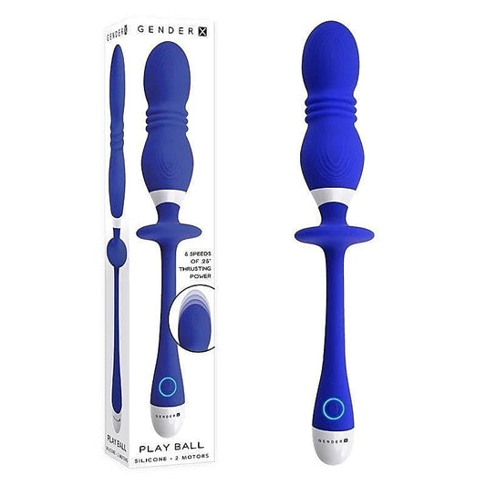 Gender X PLAY BALL Blue - Innovative Thrusting and Vibrating Orbs - Anal Vibrators