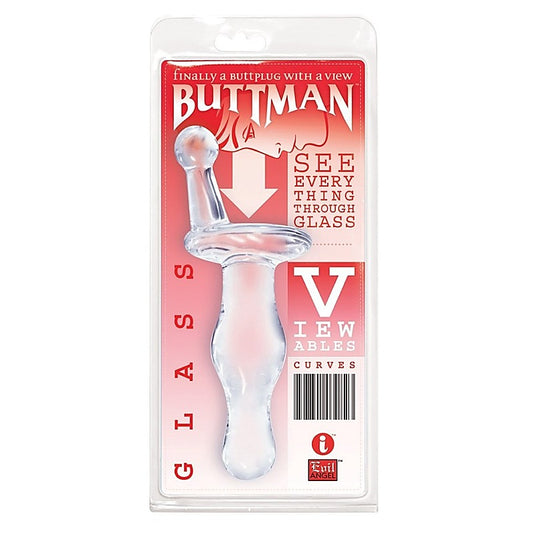 ButtMan's Viewable Glass Butt Plug Curves - Glass Sex Toys