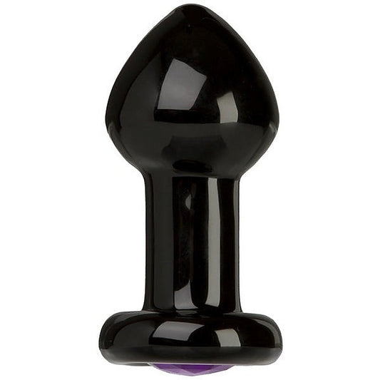 Doc Johnson Black Rose Crystal Butt Plug Medium - Glass Sex Toys