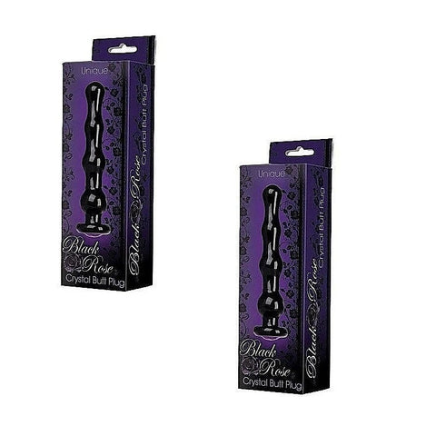 Doc Johnson Unique Black Rose Crystal Butt Plug - Anal Dildos