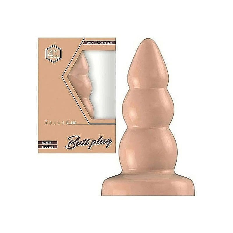 Bottom Line Rubber Butt Plug Flesh Model 6 by Shots Toys - Butt Plugs