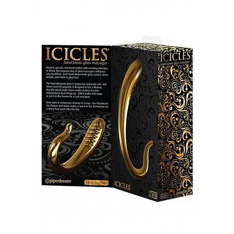 Icicles Gold Edition G03 Glass Prostate Vibrator - Glass Sex Toys