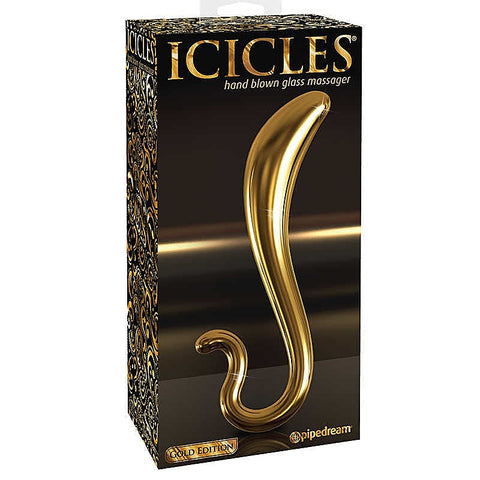 Icicles Gold Edition G02 Curved Glass Dildo by Pipedream - Glass Sex Toys