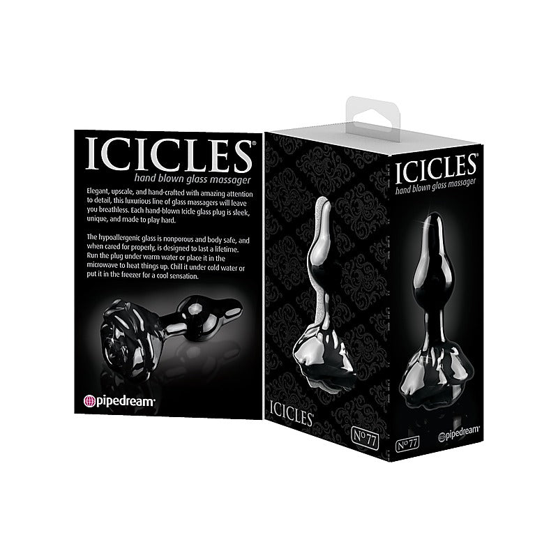 Pipedream Icicles No 77 Rose Shaped Glass Anal Plug - Glass Sex Toys