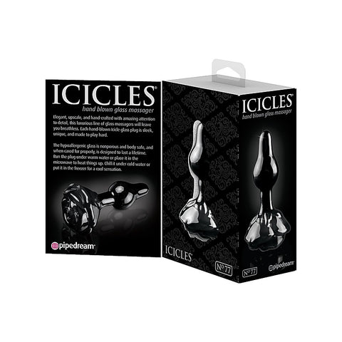 Pipedream Icicles No 77 Rose Shaped Glass Anal Plug - Glass Sex Toys