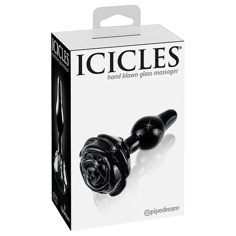 Pipedream Icicles No 77 Rose Shaped Glass Anal Plug - Glass Sex Toys