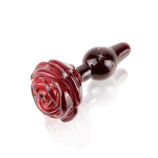 Pipedream Icicles No 76 Rose Shape Glass Butt Plug