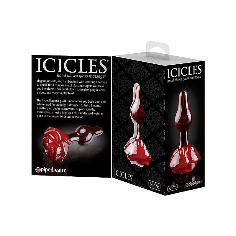 Icicles No 76 Rose Shape Glass Butt Plug by Pipedream - Glass Sex Toys