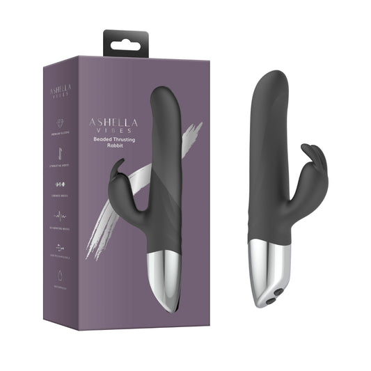 Ashella Vibes Beaded Thrusting Rabbit Massager Black Rabbit Vibrators