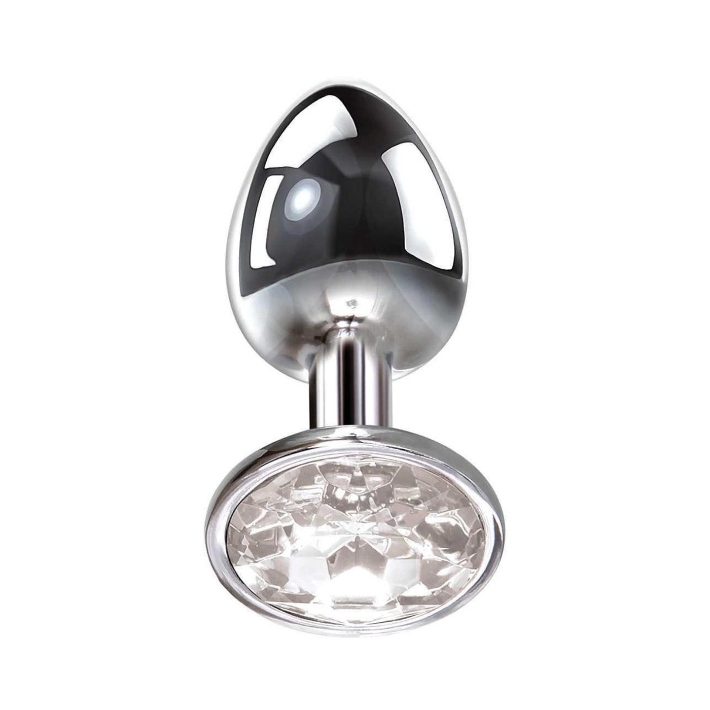 Adam & Eve Clear Gem Base Metal Anal Plug Medium Butt Plugs