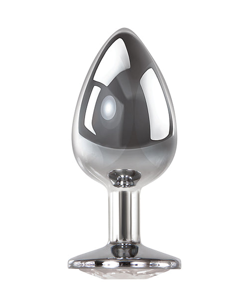Adam & Eve Clear Gem Base Metal Anal Plug Medium Butt Plugs
